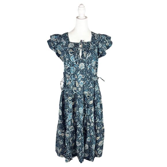Ulla Johnson Zuma Cotton Midi Dress 2 Blue - Picture 3 of 11